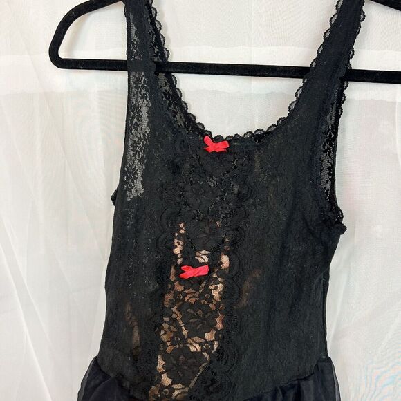 vintage 100% nylon tiered lace chemise slip dress steampunk gothic coquette - Picture 7 of 11